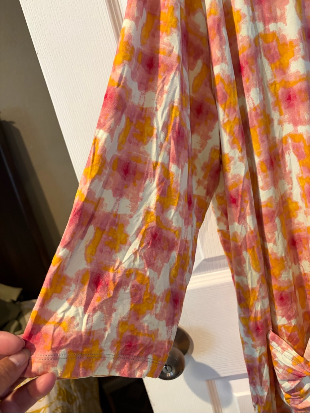 LOGO by Lori Goldstein Pink and Yellow Watercolor & Red Stripe Long Sleeve Tunic - Picture 4 of 6